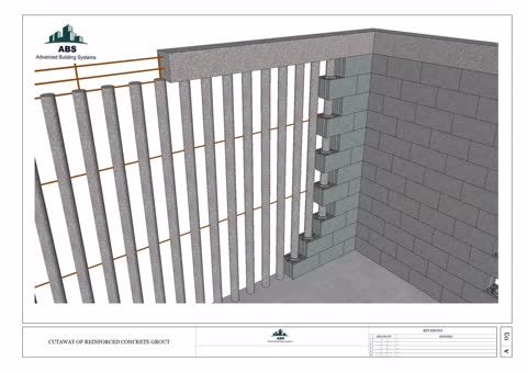 Reinforced concrete grout — cutaway section