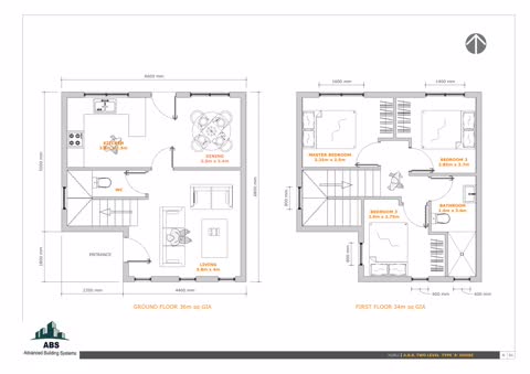 Hubli Type 'A' House — ground & first floor plans