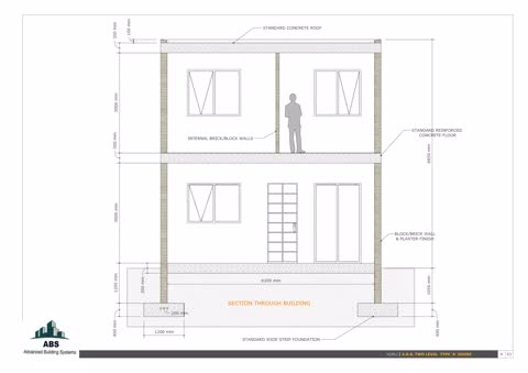 Two-Level Type 'A' House — section through building
