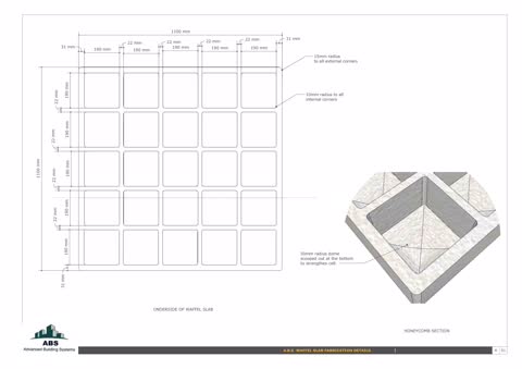 Waffle Slab fabrication details — underside & honeycomb section